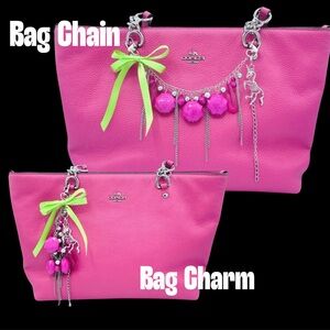 Pink & Silver Bag Chain, Bag Charm, Phone Charm, Keychain, etc.